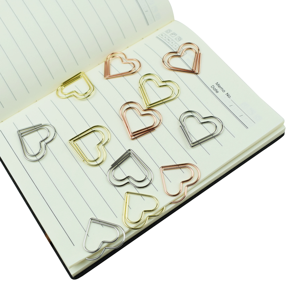 Binder Clip Assorted - 12 Parçalı Set Kalp Ataşları Renkli