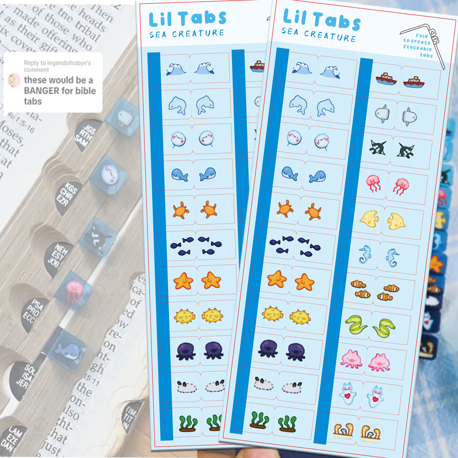 Index Tab Divider - Deniz Yaratığı Lil Tab Çıkartmalar Sekmeler,