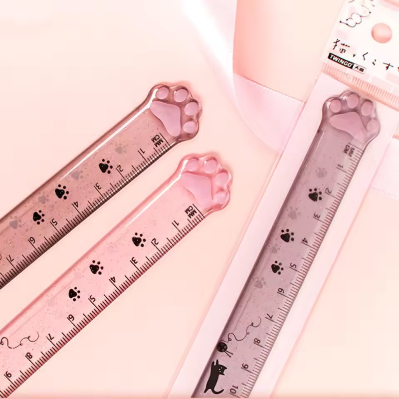 Ruler Set Transparent - 1 adet kedi pençe tasarım cetvel