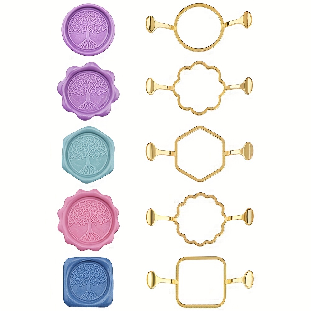 Wax Seal Stamp Kit - 5 paket Altıgen Kare Metal mühür