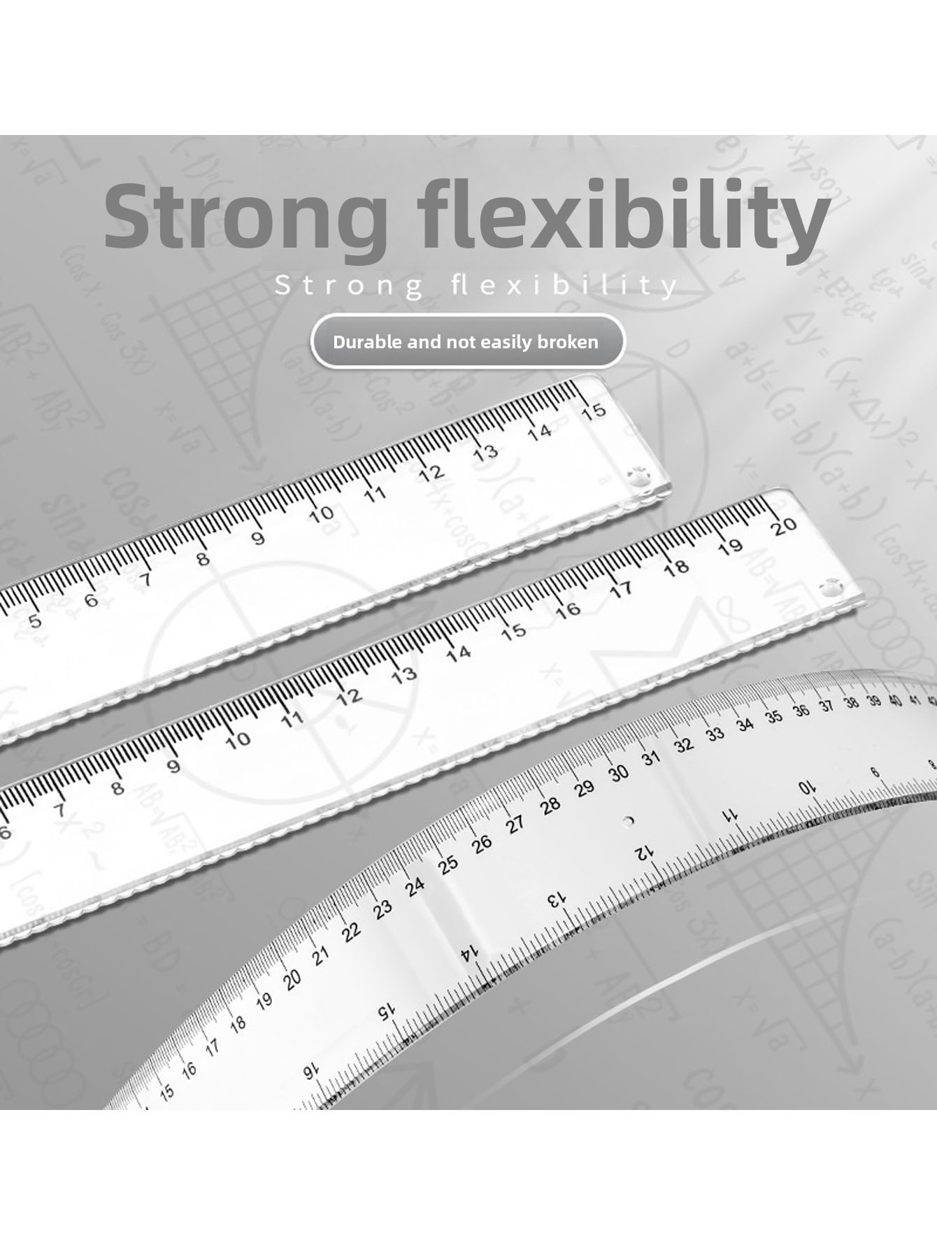 Ruler Set Transparent - Şeffaf plastik cetvel geometri çizim aracı,