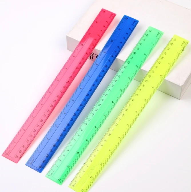 Ruler Set Transparent - 4 adet/paket Renkli Şeffaf Plastik Düz