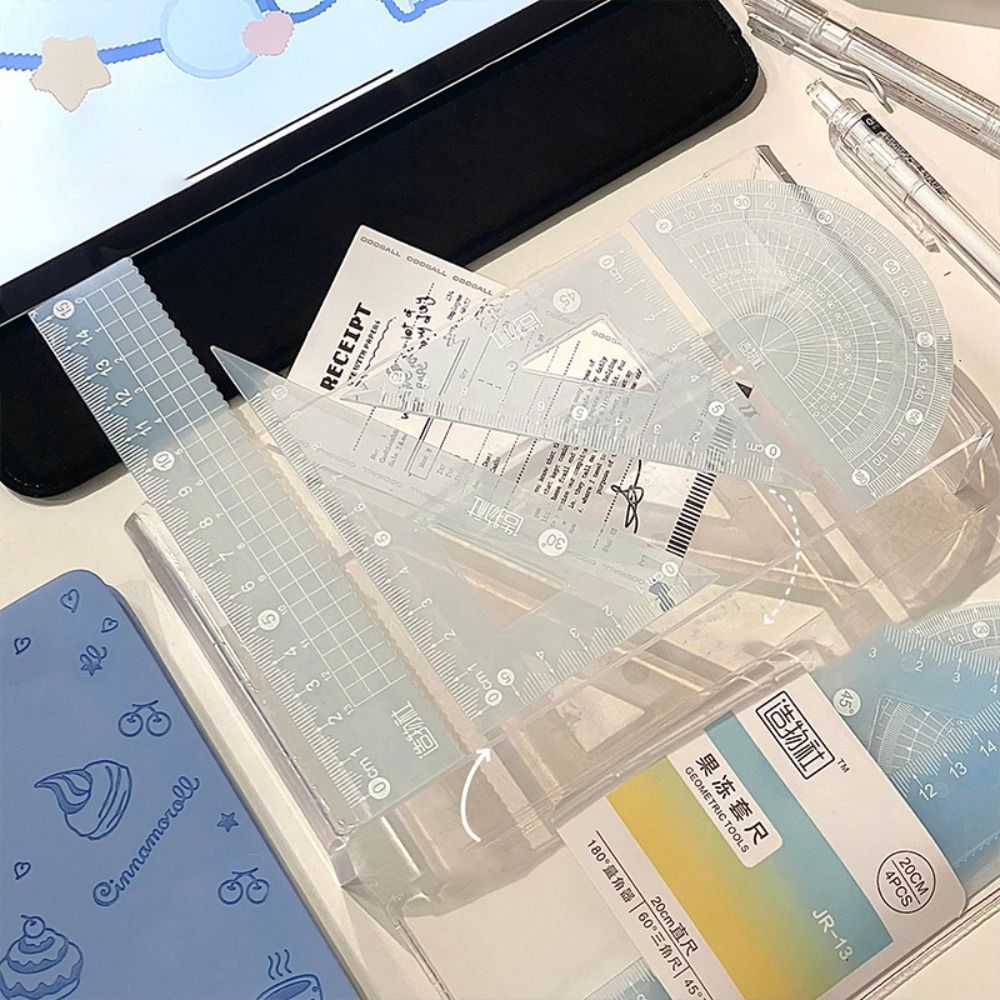 Ruler Set Transparent - 4 adet/takım Çok Fonksiyonlu 15/20 CM