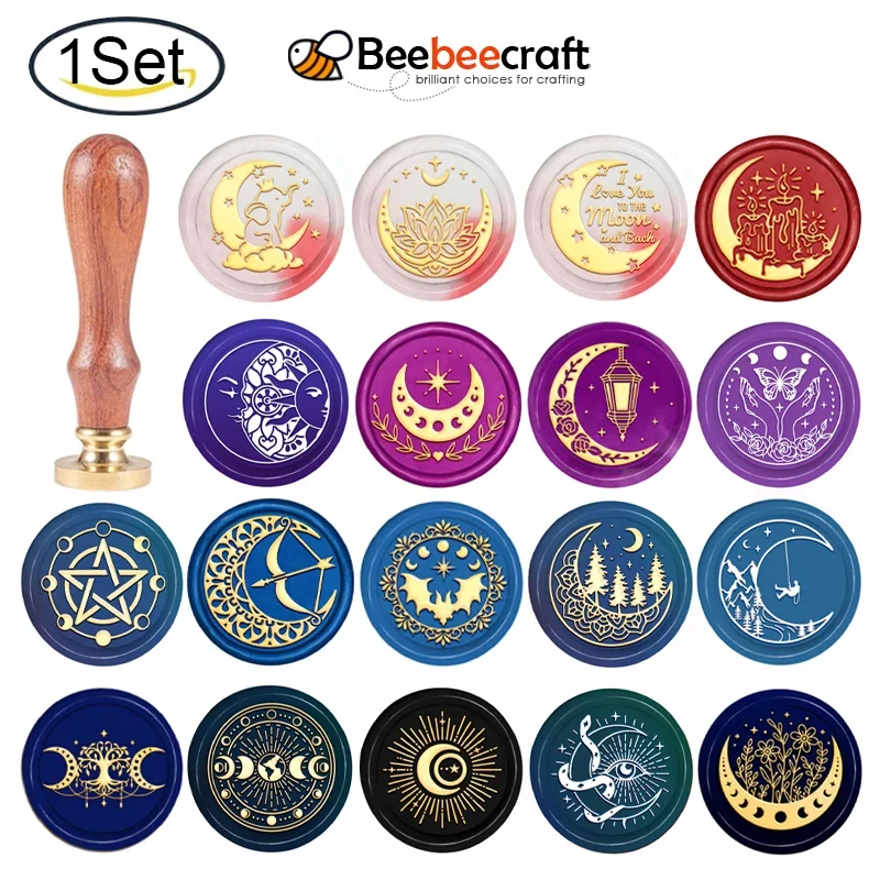 Wax Seal Stamp Kit - 1 adet ay fazı mühür mumu