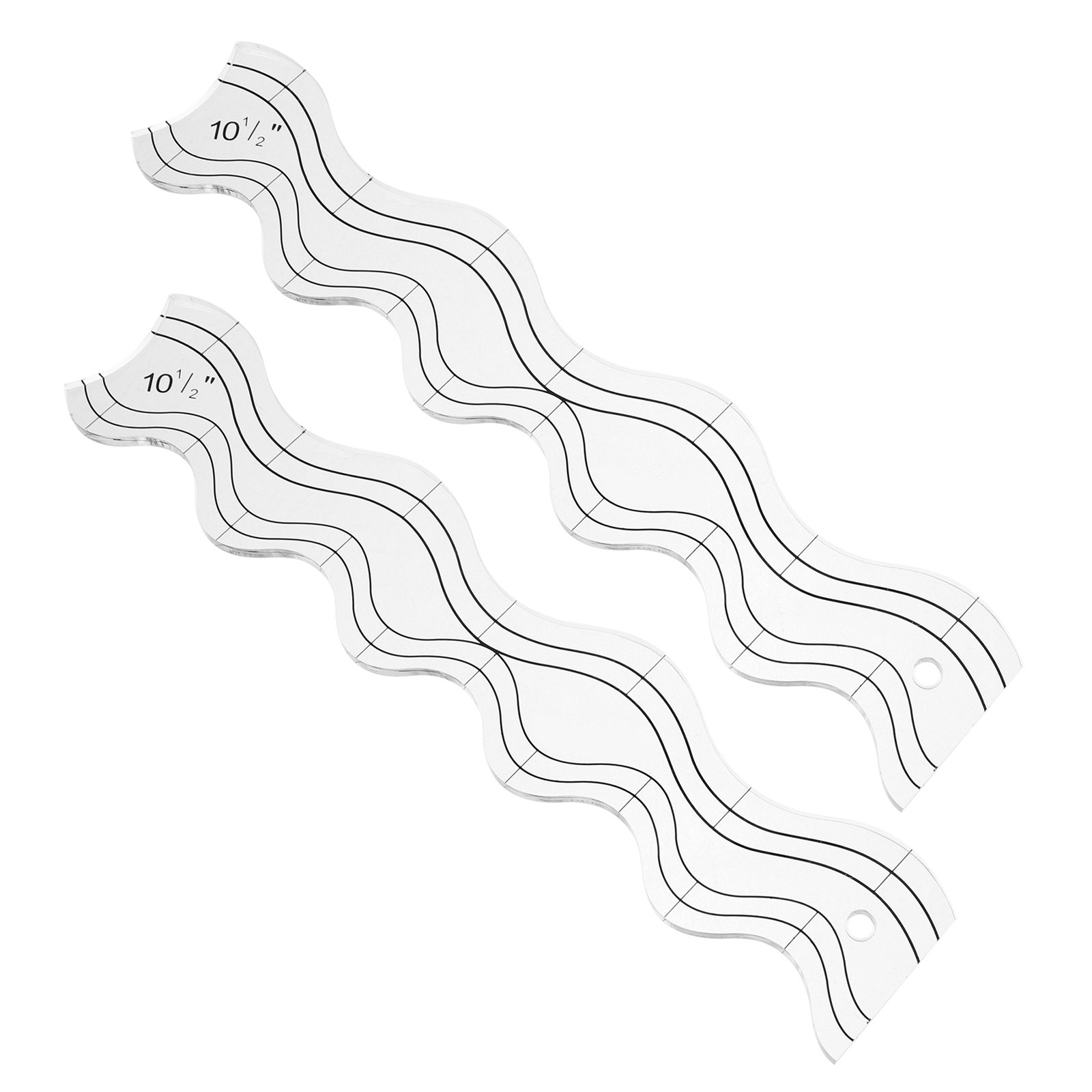 Ruler Set Transparent - 2 Adet Şeffaf Akrilik Dalgalı Kapitone