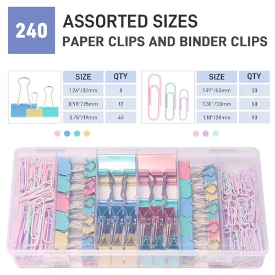 240 Adet Renkli Çeşitli Boyutl - Binder Clip Assorted incelemesi ve fiyatı